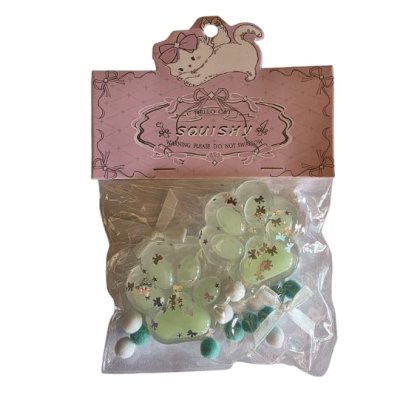 Set 2 Labute Pisica squishy moale VICTINY®, transparent /verde, 5x5, 5 cm