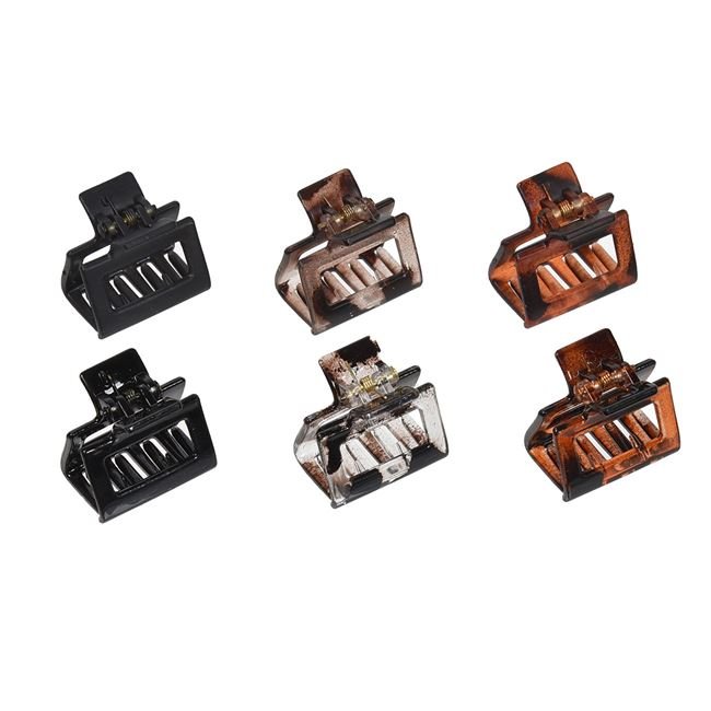 Clame Par Mate Lucioase Negre Maro pentru Femei 2.5cm - 6buc