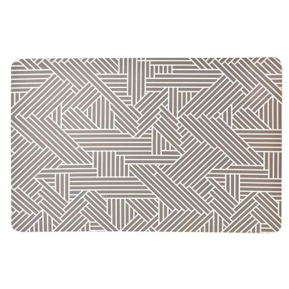 Suport din Plastic Gri Alb cu Dungi pentru Farfurii 43.5x28.5cm