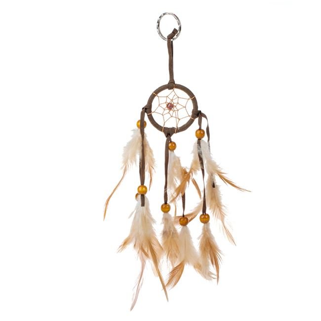 Talisman Prinzator de Vise Decorativ Breloc Maro cu Pene Colorate & Margele din Lemn 5x23cm