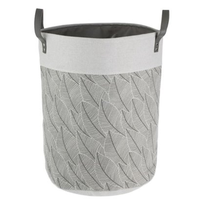 Cos de Rufe Gri cu Model Frunze & Manere Ø35x45cm - 43L