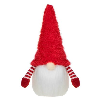 Figurina Decorativa de Craciun Gnome cu Caciula de Blana Gri & Rosie 18cm