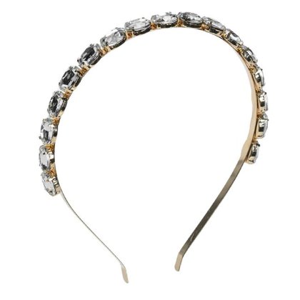 Coronita Par Subtire Metalica cu Pietre Aurii Transparente Ovale pentru Femei