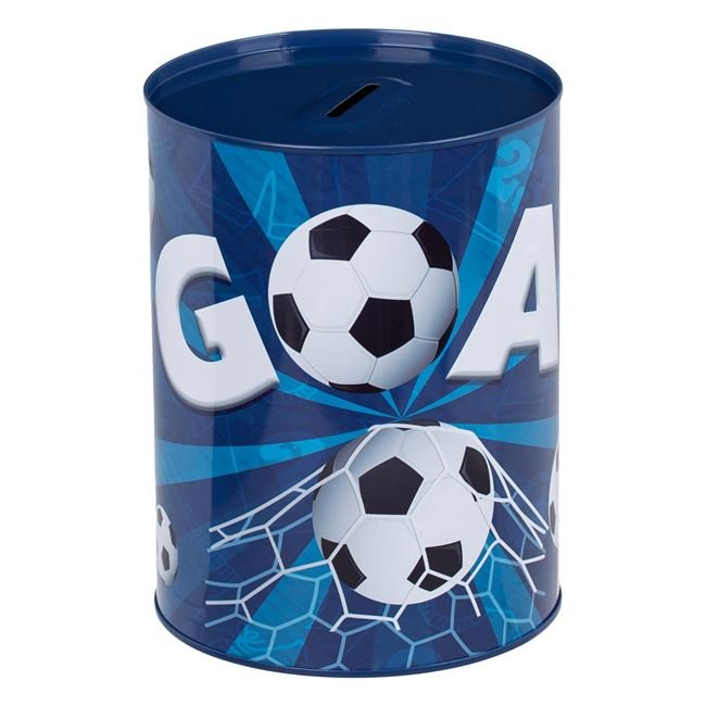 Pusculita Metalica Albastra Fotbal Ø12x16cm
