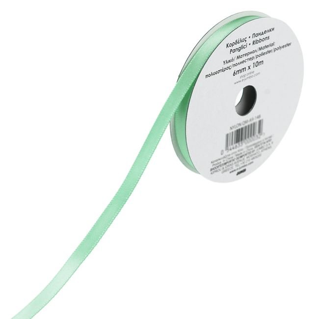 Panglica Satinata Verde Menta 10m x 6mm