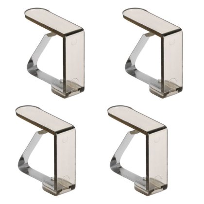 Cleme din Plastic Maro Transparent cu Baza Metalica Fixare Fata de Masa - 4buc