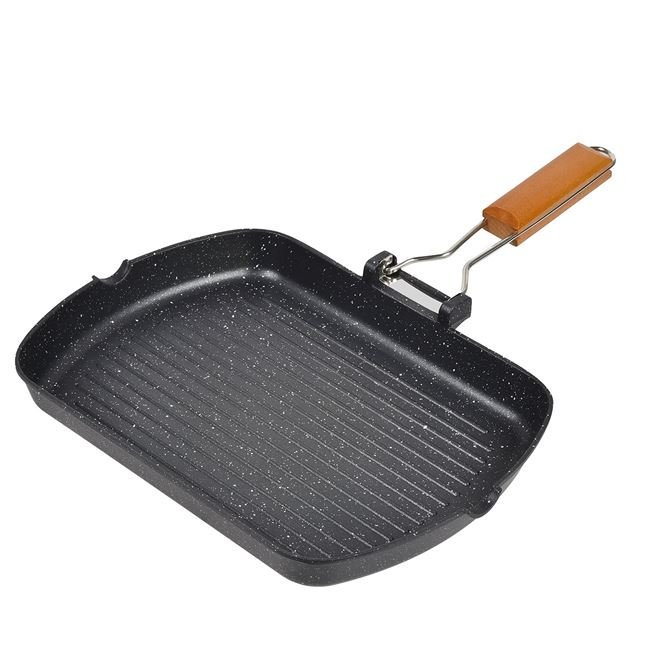Tigaie Grill Neaderenta cu Maner Pliabil 33.5x45cm