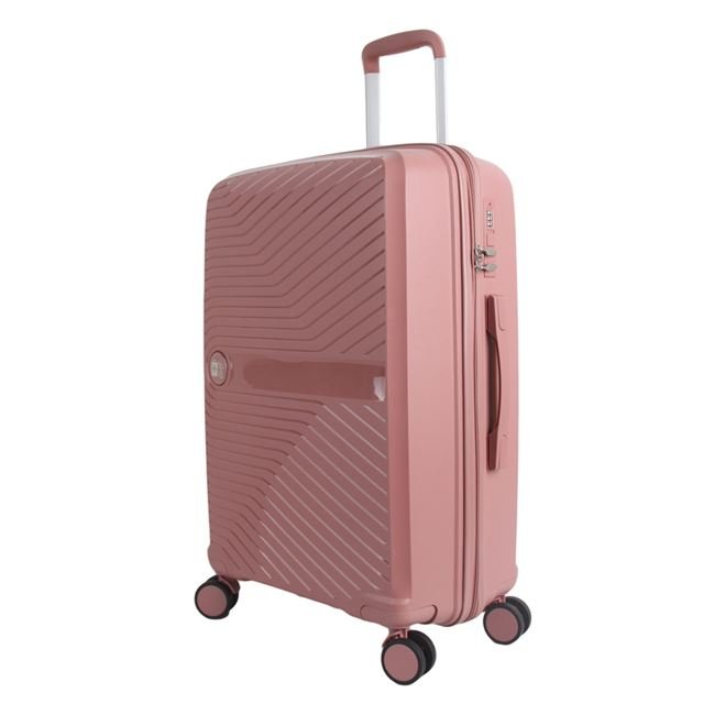 Valiza - Troler Roz cu Dungi Reliefate 33L