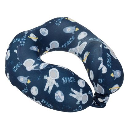 Perna de Calatorie Memory Foam Bleu cu Model Spatiu pentru Copii 22x22x8cm
