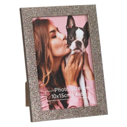 Rama Foto din Lemn Roz Bej Sampanie Glitter 10x15cm