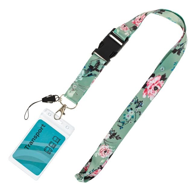 Ecuson Legitimatie cu Snur Verde Floral