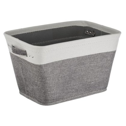 Cos de Depozitare Textil Gri Ecru cu Manere 36x26x22cm