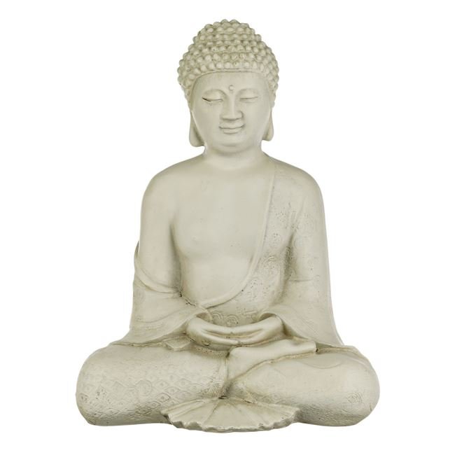 Decoratiune Ceramica Etnica Figurina Buddha Ecru de Gradina 22x16.5x28cm
