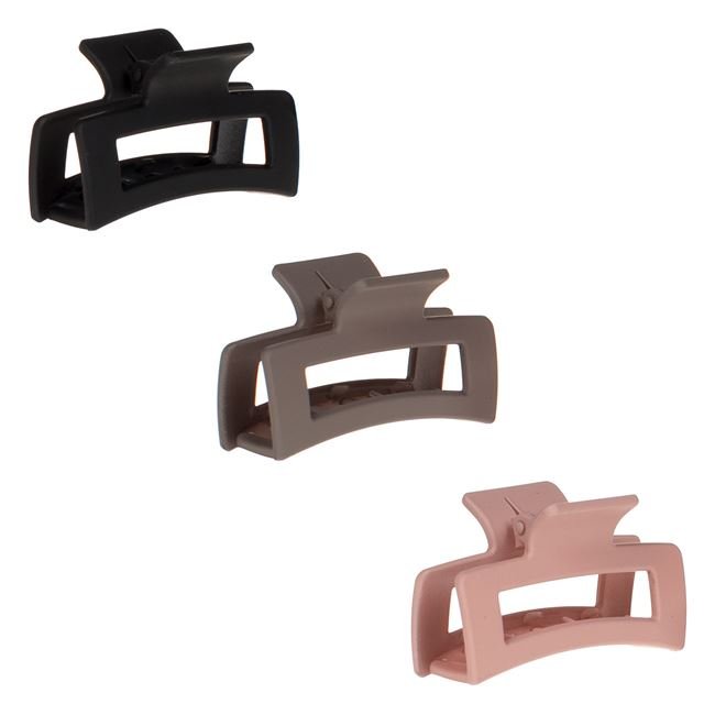 Clame Par Mate Neagra Taupe Powder Pink pentru Femei 7cm - 3buc