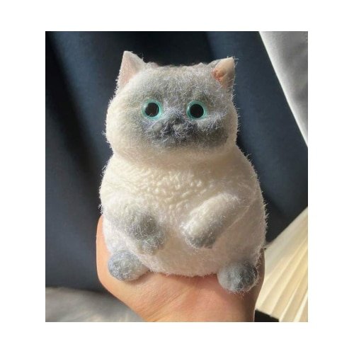 Pisica squishy moale VICTINY, gri, 16x11x14cm, set de jucarii educationale