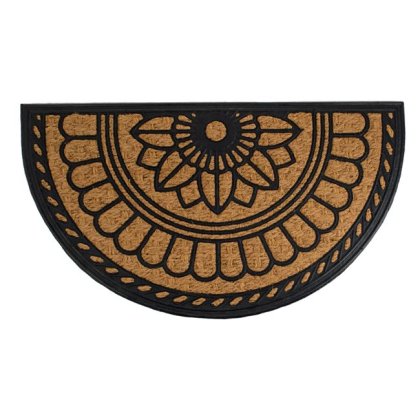 Covoras Intrare Semicerc Maro Negru Floare 70x40cm