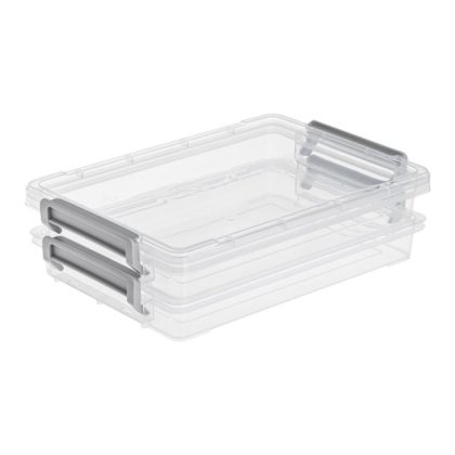 Set Cutii de Organizare cu 2 Nivele din Plastic Transparent 25.4x17.5x3cm - 2buc