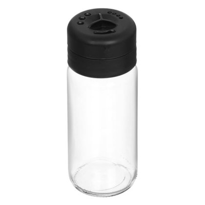 Recipient din Sticla cu Capac Negru pentru Condimente 245ml