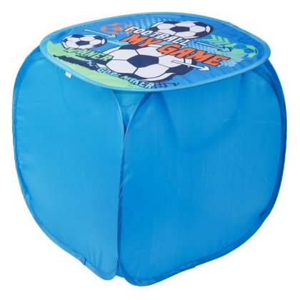 Cos Textil Pliabil cu Capac pentru Jucarii model Fotbal 45x45x45cm