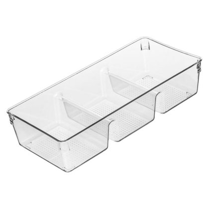 Organizator din Plastic Transparent cu 3 Compartimente pentru Sertare 34x15.2x7.5cm