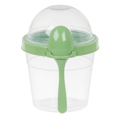 Caserola din Plastic Take Away Snack cu Lingura Verde Menta 500ml