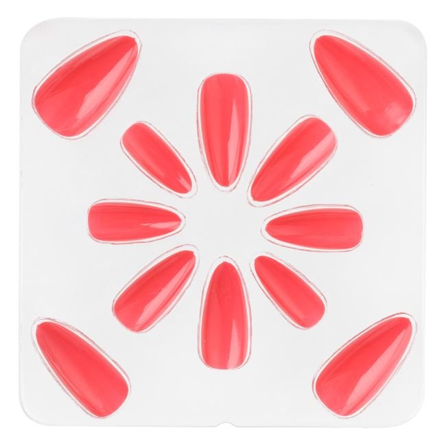 Set Unghii False Lungi Ovale Roz cu Adeziv - 12buc