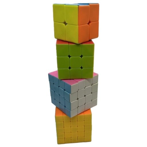 Set 4 cuburi Rubik VICTINY® 2x2x2, 3x3x3, 4x4x4, 5x5x5, format clasic, multicolor, + 3 ani