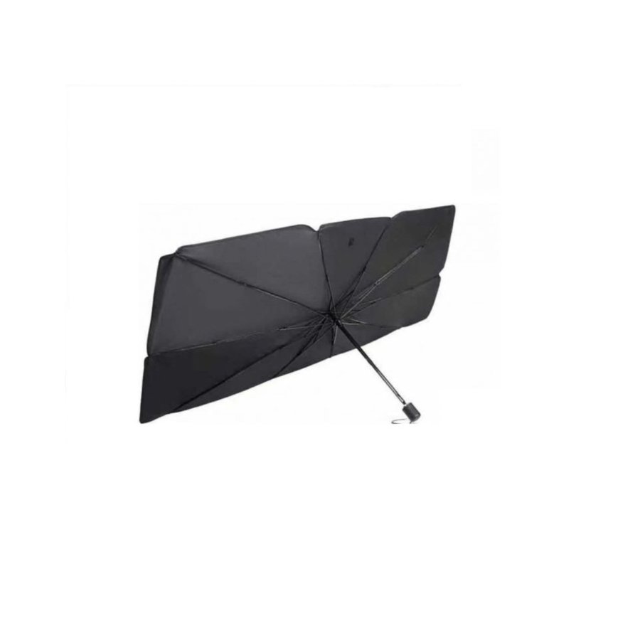Parasolar Auto Pliabil, pentru Masina, in Forma de Umbrela, Negru-Argintiu, Esmartgadget, 145 x 79 cm, Rezistent UV
