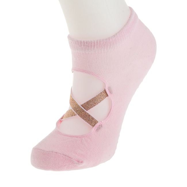 Sosete Scurte Roz cu Elastic Roz Auriu Anti derapante pentru Gimnastica