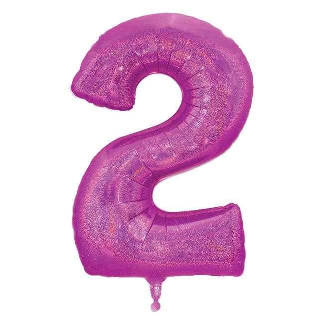Balon de Petrecere din Folie Metalizata Fucsia Holografica Nr.2 - 60cm