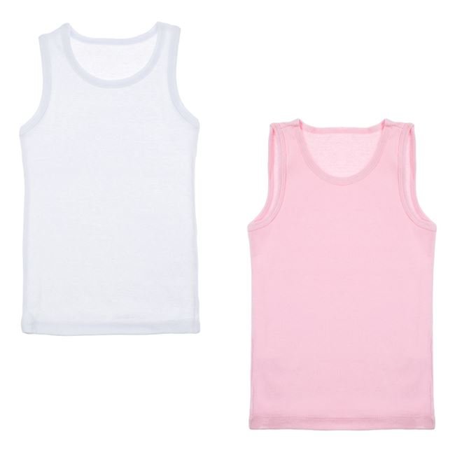 Set Maiouri din Bumbac Ribbed Roz Alb pentru Copii - 2buc