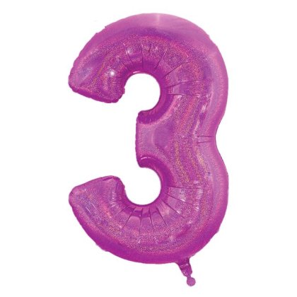 Balon de Petrecere din Folie Metalizata Fucsia Holografica Nr.3 - 60cm