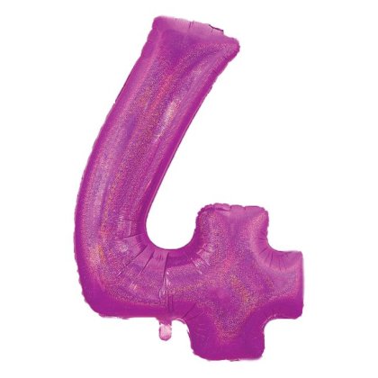 Balon de Petrecere din Folie Metalizata Fucsia Holografica Nr.4 - 70cm