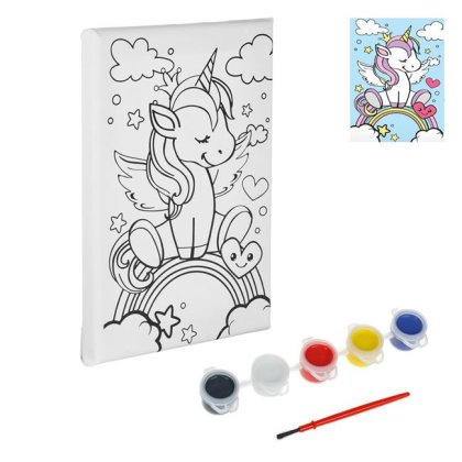 Set Pictura cu Canvas Vospea & Pensula Unicorn 20x15cm