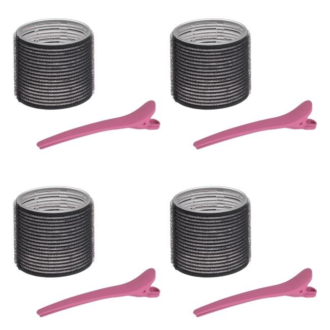 Bigudiuri Negre de Ø6cm cu Clips Fucsia 11cm - 8buc