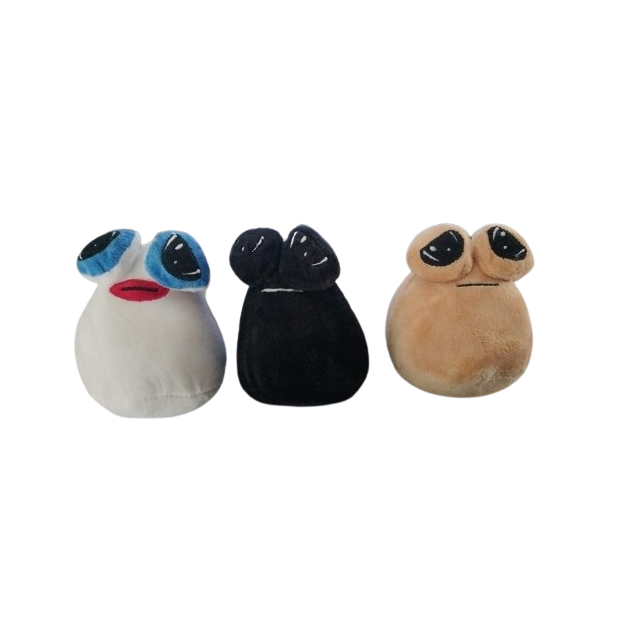 Set 3 POU jucarie plus VICTINY® crem / negru / alb 12 cm