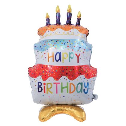 Balon din Folie Tort Colorat Happy Birthday pentru Petrecere de Vara 72x44cm
