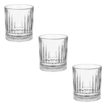 Set 3 Pahare din Sticla cu Dunga & Margine Wiskey 340ml