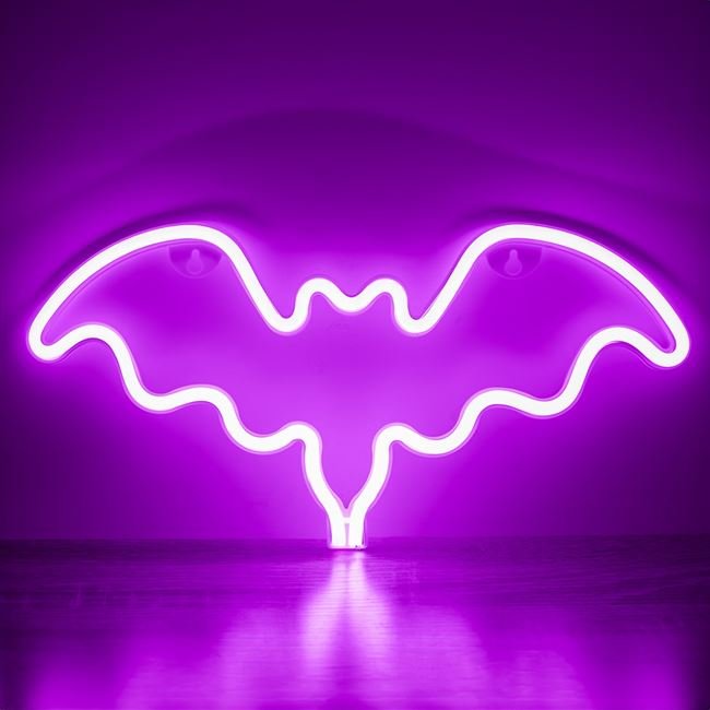 Lampa LED Liliac Neon Mov cu USB 35x1.2x16.5cm