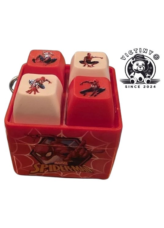Jucarie interactiva breloc VICTINY® pentru copii, culoare ROSU mini tastatura anti-strescu animatii favorite, 4 taste cu sunte si lumini