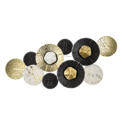 Decoratiune Metalica de Perete Flori de Culoare Aurie Brushed 80x36x7cm