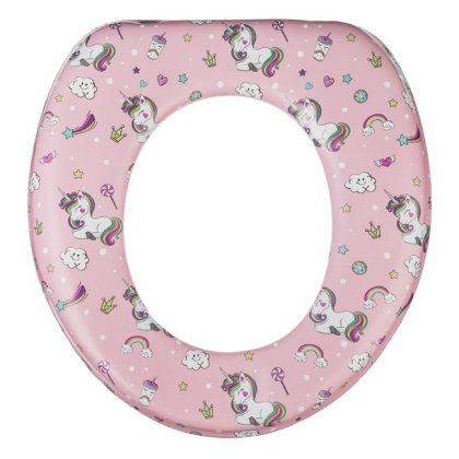 Reductor WC Roz cu Unicorni Honey Baby pentru Copii - 29x27cm