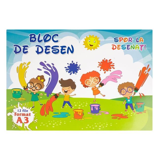 Bloc de Desen Model Copii cu Vopsea ”Spor la Desenat” A3 - 12 File