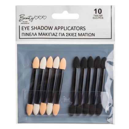 Set Pensule Duble Nude Albe & Negre pentru Fard de Ochi 6.5cm - 10buc