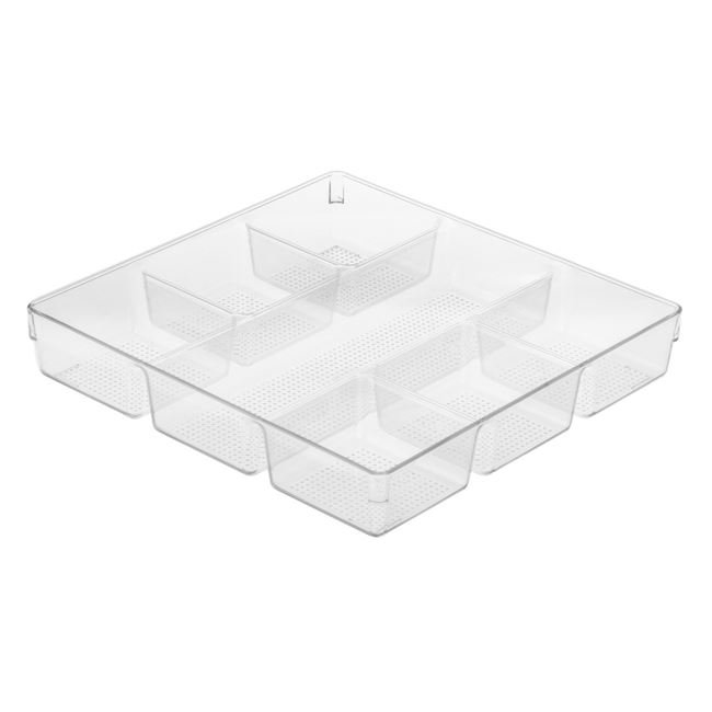 Organizator din Plastic Transparent cu 7 Compartimente pentru Sertare 34x33x6cm