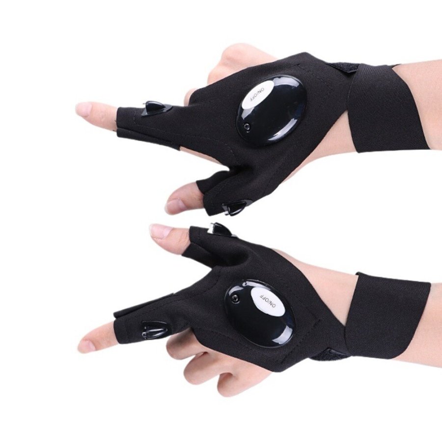 Manusi sport barbati, cu iluminare LED, impermeabile, Material foarte respirabil si elastic, dimensiune reglabila, versatil, usor de utilizat, marime unica se potriveste tuturor, negru