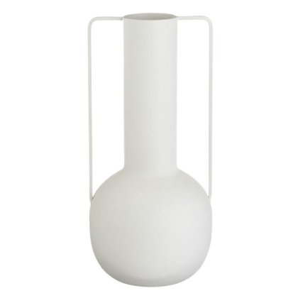 Vaza Metalica Ecru Mata cu Doua Manere Ø14x30.5cm