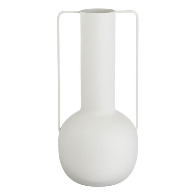 Vaza Metalica Ecru Mata cu Doua Manere Ø14x30.5cm