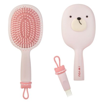 Perie Par Ovala cu Perie de Curatat Roz Model Animal 25cm