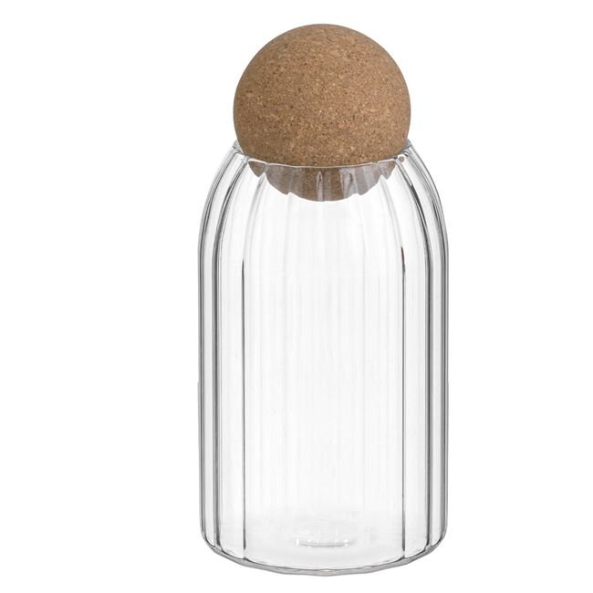 Borcan din Sticla Transparenta cu Cacap din Pluta 770ml
